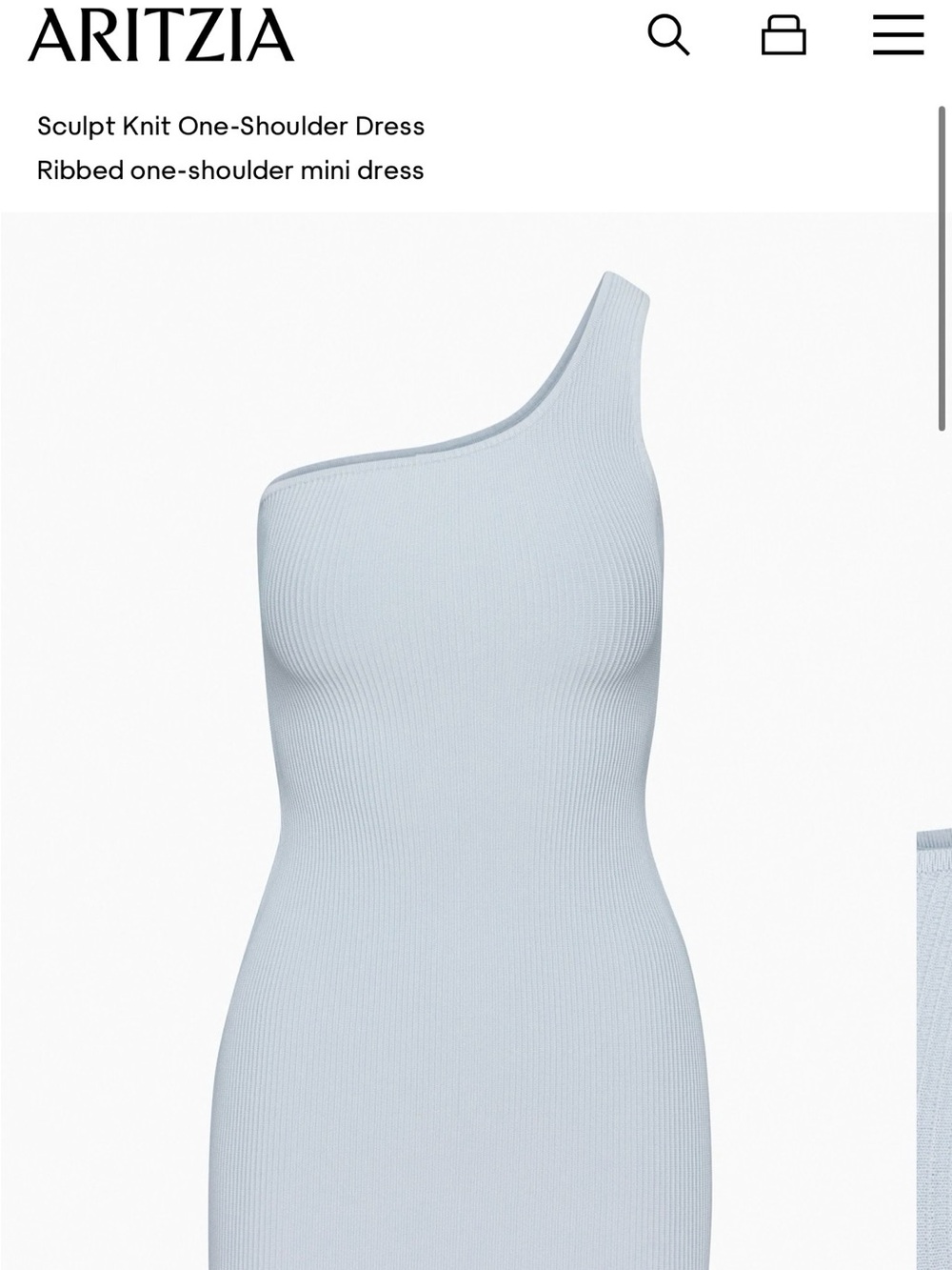 Babaton One-Shoulder Ribbed Mini Dress — Light Blue